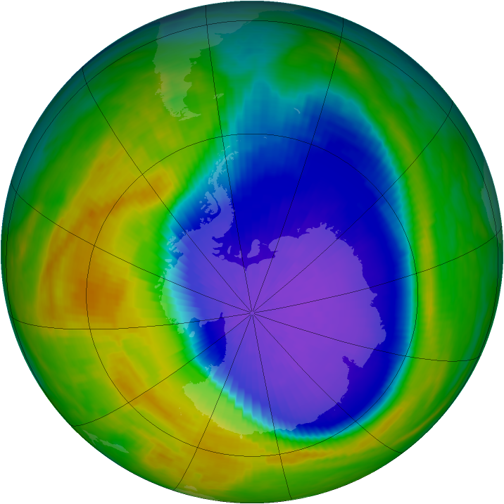 Antarctic ozone map for 10 October 1992